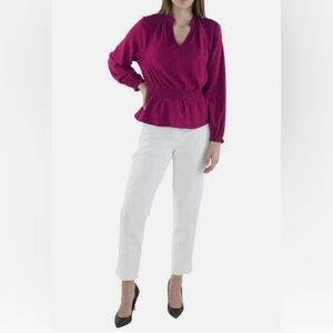 NWT Riley & Rae pink long sleeve peplum top size small.